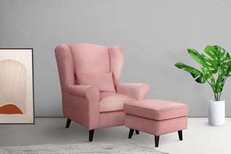 HOME AFFAIRE Sessel »Ohrensessel CHISTELLE, wahlweise mit Polsterhocker« mit Wellenunterfederung, Masse: B/T/H: 81/87/99 cm