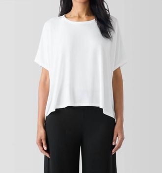 Eileen Fisher Crew Neck Oversized Box Top In White