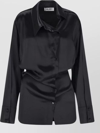 The Attico satin finish dress knee length long sleeves