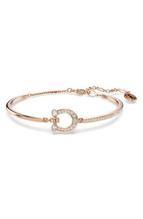 Swarovski Symbolica Horseshoe Bangle Bracelet in Rose Gold at Nordstrom