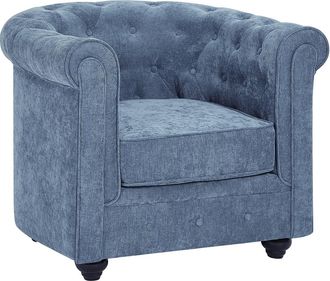Vente-Unique Sill&oacute;n de tela azul CHESTERFIELD