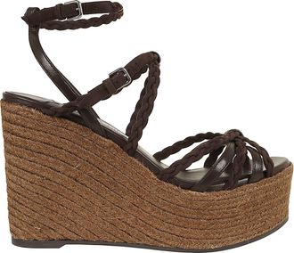 Jimmy Choo London Woven Intrecciato Sandal with 100 mm Wedge