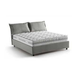 Dmora Dmora - Cama Matrimonial Dmarin, Cama Contenedor Con Revestimiento De Tela, 100% Made In Italy, Apertura Frontal, Con Colch&oacute;n Cm 160x200 Incluido, Gri
