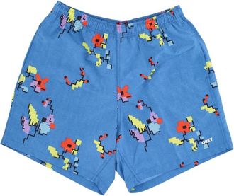 Obey Blauw Multi Digitaal Print Heren Shorts - Heren - Korte Broeken - Blauw - L - Leer - Korte Broeken
