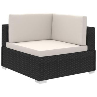 Berkfield Home Sturdy 6 Piece Garden Lounge Set with Cushions Poly Rattan Black