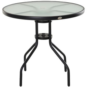 OUTSUNNY Mesa de jard&iacute;n 80x80x72 cm negro