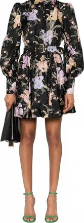 Zimmermann Twill Weave Satin Dress In Black