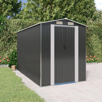 Berkfield Home Garden Shed Anthracite 192x357x223 cm Galvanised Steel in Black | Size: 192 x 357 x 223 cm