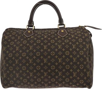 Louis Vuitton Speedy Handbag Mini Lin Brown Canvas Handbag (Pre-Owned)