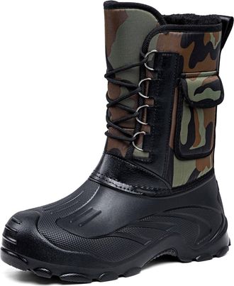 Generic Mens Winter Thermal Snow Boots Insulated Waterproof Duck Boots Ankle Boots Outdoor Work Boots Hiking Boots Hunting Footwear(Gr&uuml;n,7.5 UK)