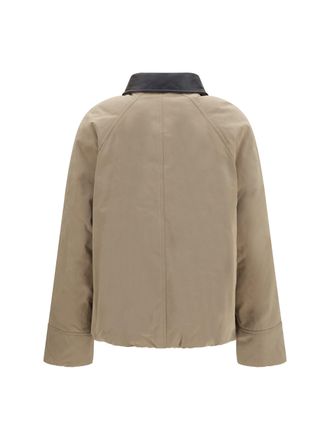 Brunello Cucinelli Womens Padded Down Jacket With Leather Collar Fungo Cotton; Polyester; Polyamide Coat