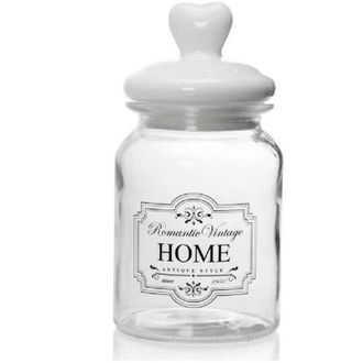 Trade Shop Trade Shop - Barattolo Contenitore In Vetro Decoro Romantic Vintage Home 1000ml 11x2cm 759352