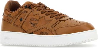 MCM Mens Printed Canvas Terrain Sneakers Cognac