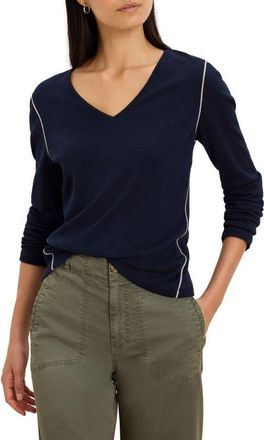Nic+Zoe Cotton & Modal Long Sleeve T-Shirt in Dark Indigo at Nordstrom, Size Xx-Large