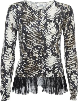 Moschino snake-print lace-trim top - Black