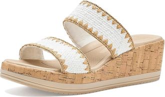 Life Stride Resort Slides Womens Sandals White Stretch Raffia Fabric : 7.5 W (C), Synthetic