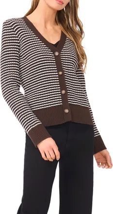 Halogen Stripe V-Neck Cardigan in Delicioso at Nordstrom Rack, Size X-Large P