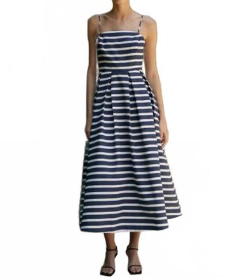 English Factory Striped Midi Dress In Navy & White
