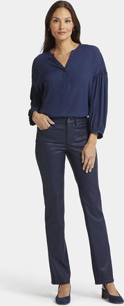 NYDJ Marilyn Rechte Jeans Donkere Blauw Coating Premium Denim | Sterrenloze Lucht Coated