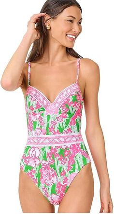 Lilly Pulitzer Palma One-Piece Womens Swimsuits One Piece Putting Green Hannah : 12, Nylon/Spandex