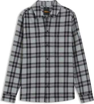 HUGO BOSS Locky Shirt - Heren - Casual Overhemden - Grijs - M - Katoen - Overhemden