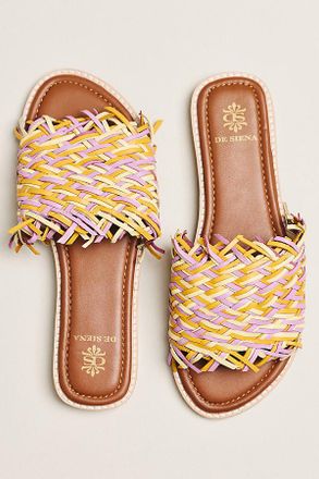 De Siena shoes Emily Raffia Woven Slide Sandals
