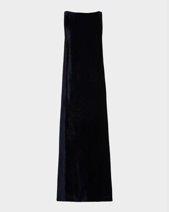 PESERICO Sleeveless V & apos;d Back Velvet Maxi Dress