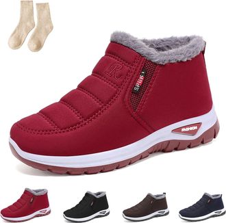 Generic Comfortable Winter Boots for Men Women, Orthopedic Warm Plush Lining Non-Slip Waterproof Winter Shoes (Red, UK, Adult, Women, 10.5, Numeric, UK Footwe