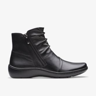 Clarks Cora Pace Black Leather Laarzen