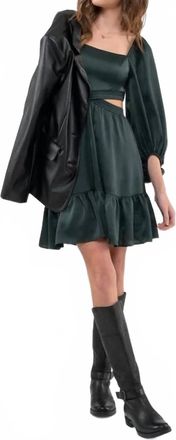 Blu Pepper Square Neck Cut-Out Mini Dress In Hunter Green