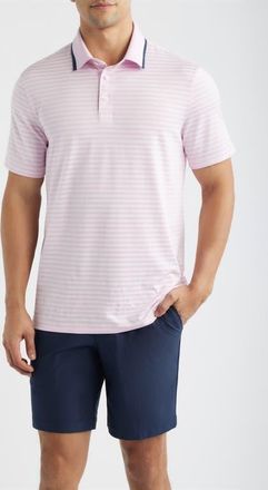 G/Fore Stripe Mesh Golf Polo in Blush at Nordstrom, Size Xx-Large