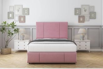 Comfort Beds Arya Plush Divan Set 2 Drawers-54 Headboard-Footboard in Pink | Size: King