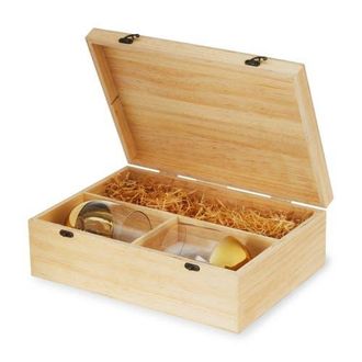 Twine Single Bottle Wooden Wine Box with Two Stemless Wine Glass Set at Nordstrom