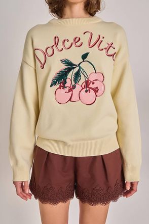 English Factory Dolce Vita Knit Sweater In Cream Multi