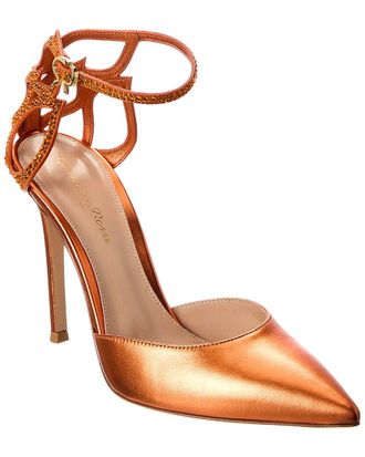 Gianvito Rossi Crystal Fleur 105 Leather Pump