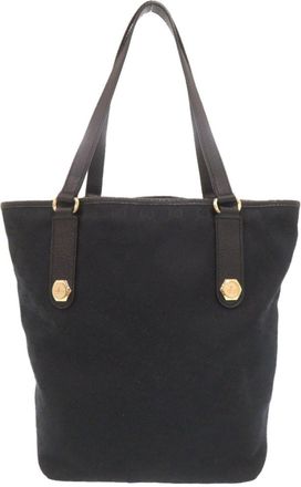 Gucci Black Gg Canvas Leather Tote Bag (Pre-Owned)
