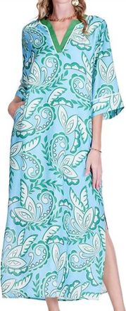 Jade Yoga V-Neck Maxi Dress In Green Paisley