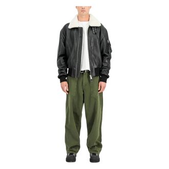 Alpha Industries B-15 Giacca Bomber in Pelle UV Loose Fit - - Jackets - Uomo - Nero - L