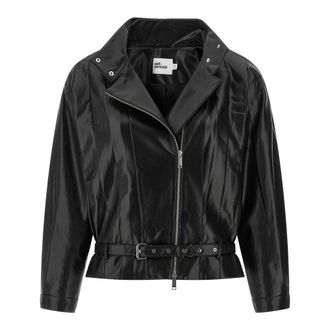 Self Portrait Leren Jack met Riem - Dames - Zomerjassen - Zwart - XS - Leer - Jassen