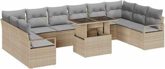 vidaXL Vidaxl - Garden Sofa Set Manual 11 pcs Brown and cream 100 x 55 x 73 cm