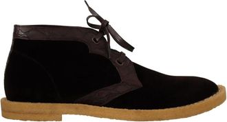 Dolce & Gabbana Exotische Leren Laarzen - Heren - Veterlaarzen - Bruin - 44 EU - Leer - Schoenen