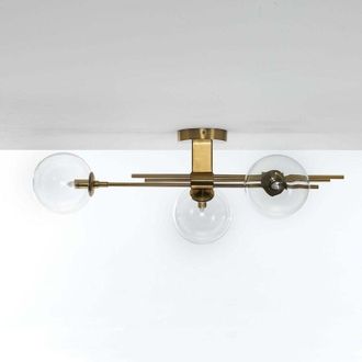 Oresteluchetta L&aacute;mpara De Techo De Lat&oacute;n Y Vidrio 3 Luces Dise&ntilde;o Moderno Talia