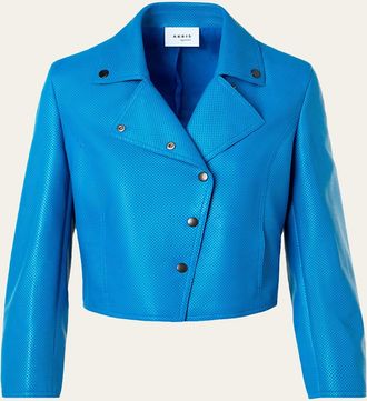 Akris Perforated Leather Crop Moto Jacket