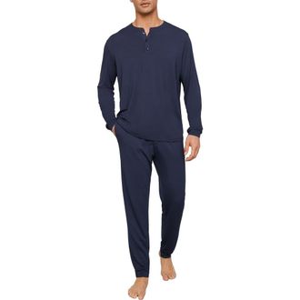 Eberjey Henry Jersey Pajamas in Navy at Nordstrom, Size Xx-Large
