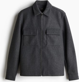 H&M Overshirt mit Frontzipper in Regular Fit - Grau