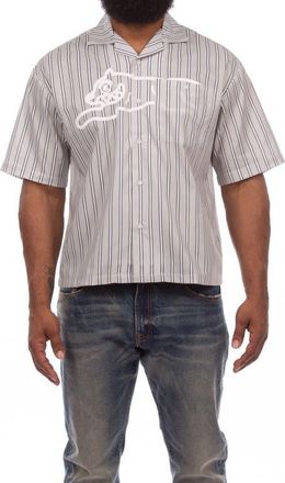 Icecream Giant Stripe Cotton Camp Shirt in Microchip at Nordstrom, Size Xx-Large