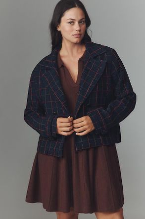 Maeve @merricksart x Maeve Plaid Crop Blazer Jacket