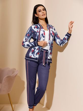 Feel Good Homewearpants FEEL GOOD, Damen, Gr. 36/38, Normalgr&ouml;ssen, blau (marine), 95% Baumwolle, 5% Elasthan, gemustert, mehrfarbig, unifarben, Hosen Homewearp