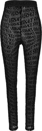 Versace Jeans Couture Doorzichtige legging met logo - Zwart