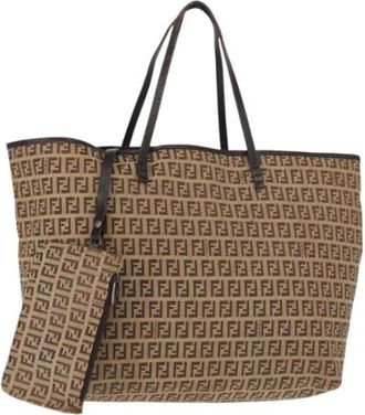Fendi Pre-owned Tote Bags, female, Beige, Size: ONE SIZE Pre-owned Canvas Tote Bag